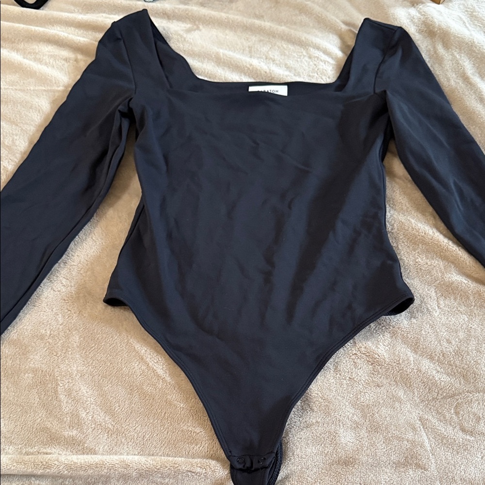 Square neck long sleeve body suit